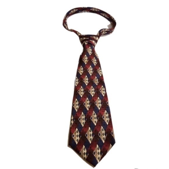 Stafford Exec Tie Woven USA Import Silk Tipped Bar & Slip String Red Blue 54" 4” - Picture 2 of 14